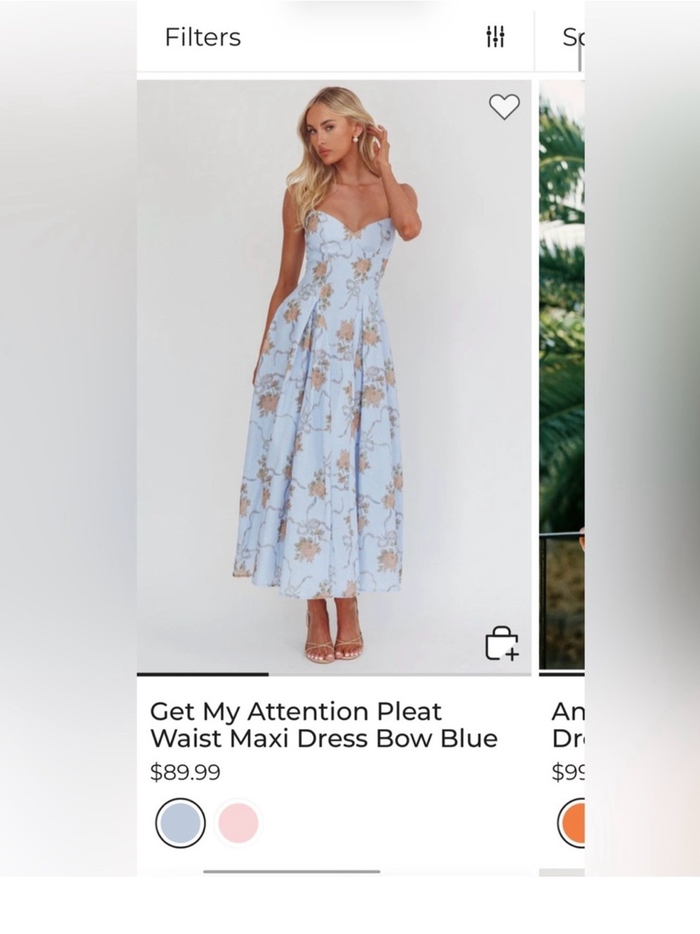 Selfie Leslie Pleated Bow-Back Maxi Dress in Light Blue Floral